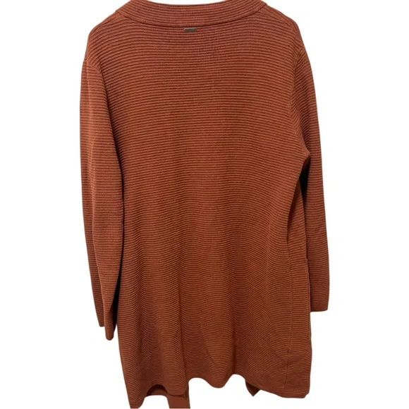 Anthropologie Sioni Wool Blend Ribbed Cardigan Burnt Orange - Picture 6 of 9